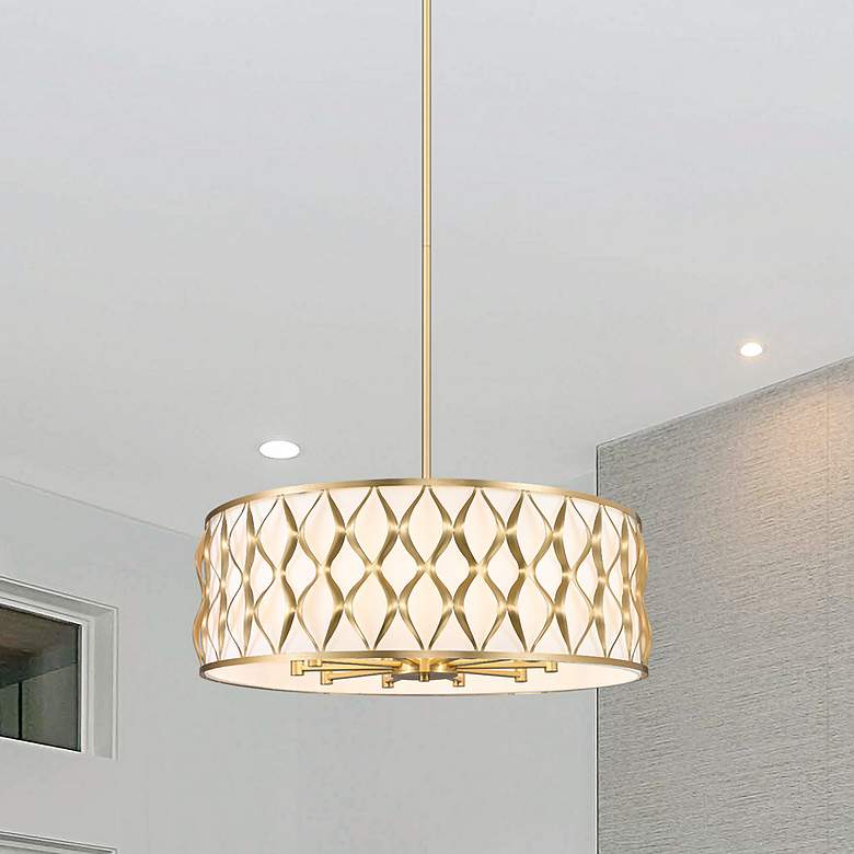Image 1 Harden 32" Wide Modern Gold Drum Pendant Light