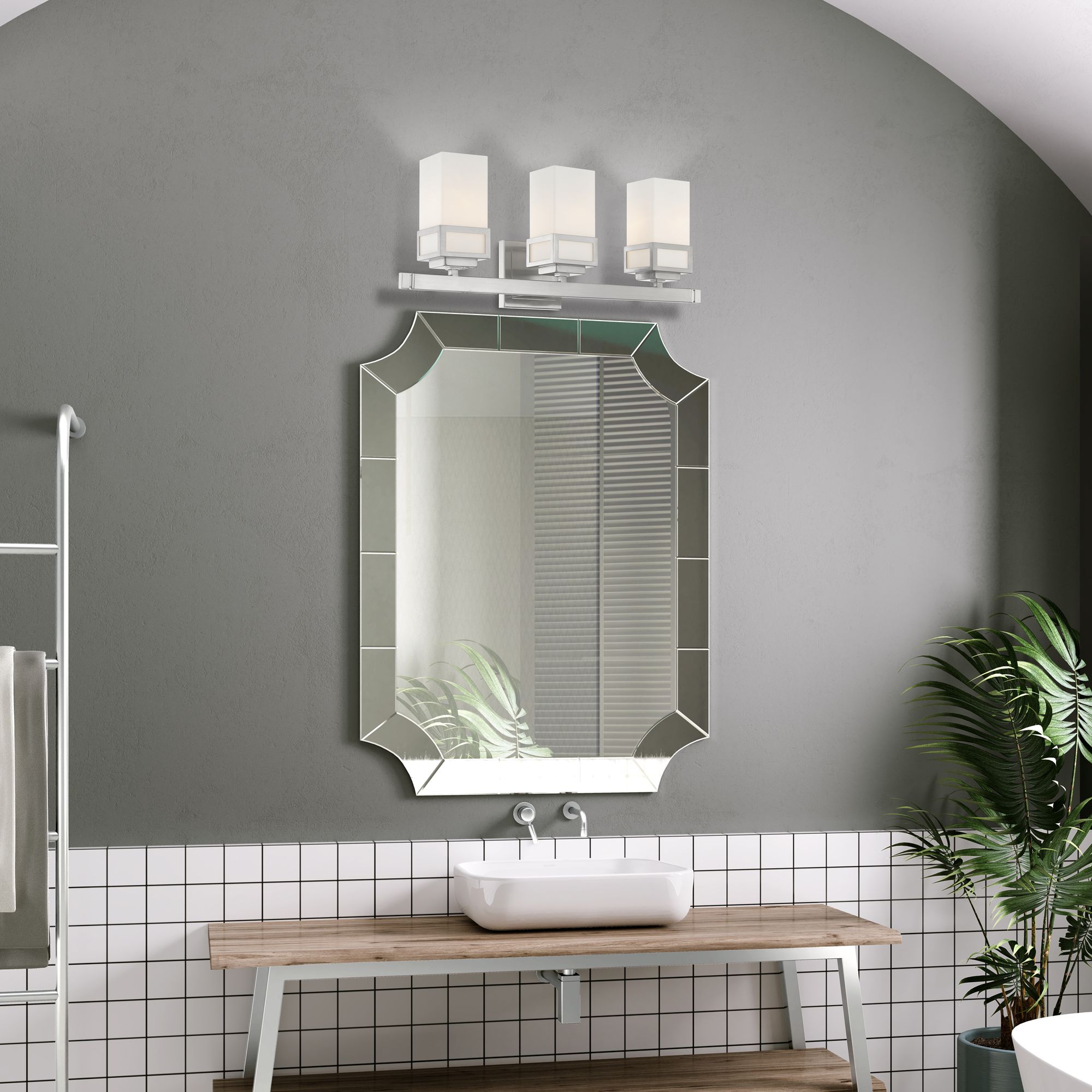 Harding 23 3/4" Wide Brushed Nickel 3-Light Bath Light in scene