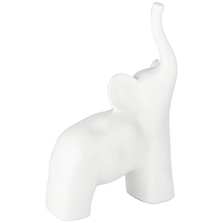 Image 6 Hari 12" High White Ceramic Elephant Statue more views