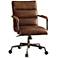 Harith Retro Brown Top Grain Leather Swivel Office Chair