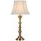 Harkness Linen Antique Brass Candlestick Table Lamp