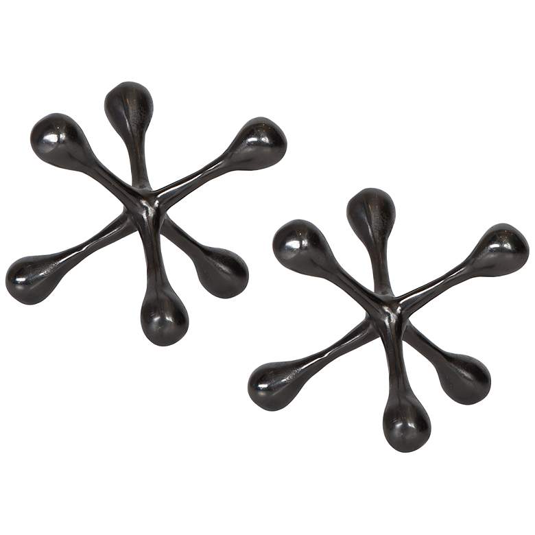 Image 2 Harlan 7"W Black Nickel Metal Decorative Objects Set of 2