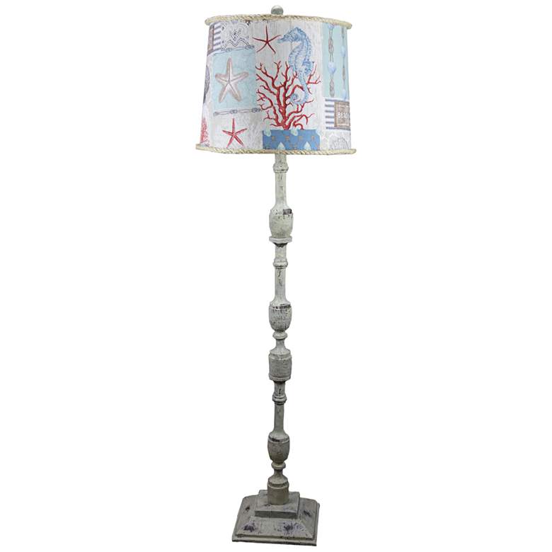 Image 1 Harlan Distressed Ivory Floor Lamp with Nautical Patch