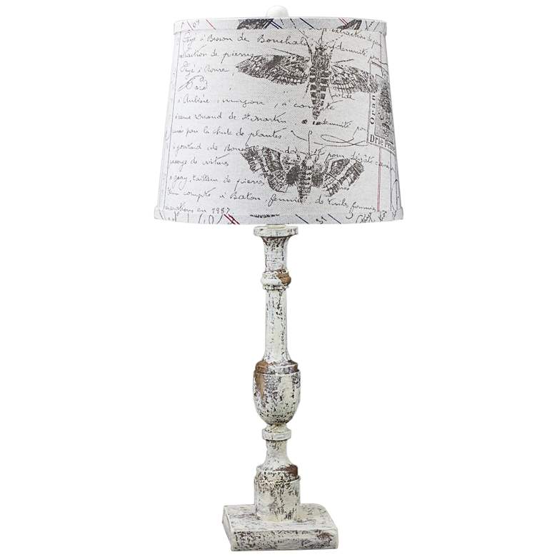 Image 1 Harlan Distressed Ivory Table Lamp with Antique Ledger