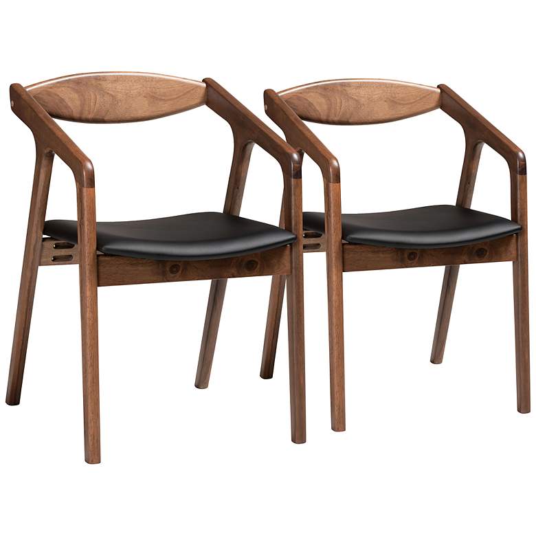 Image 1 Harland Black Faux Leather and Wood Dining Chairs Set of 2