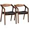 Harland Black Faux Leather and Wood Dining Chairs Set of 2