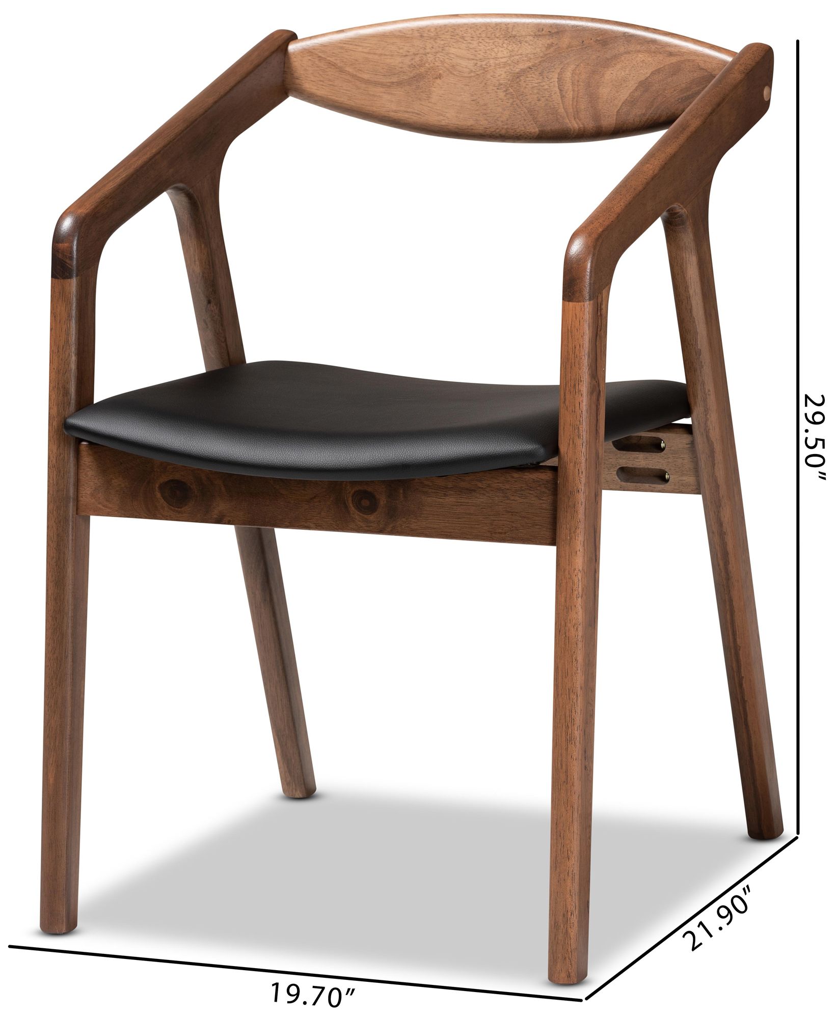 Harland Black Faux Leather and Wood Dining Chairs Set of 2 in scene