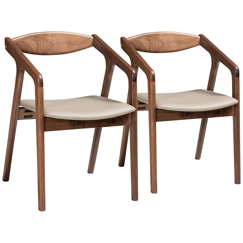 Image 2 Harland Gray Faux Leather and Wood Dining Chairs Set of 2