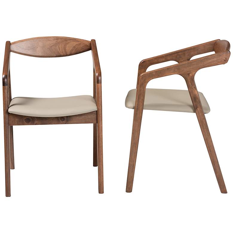 Image 7 Harland Gray Faux Leather and Wood Dining Chairs Set of 2 more views