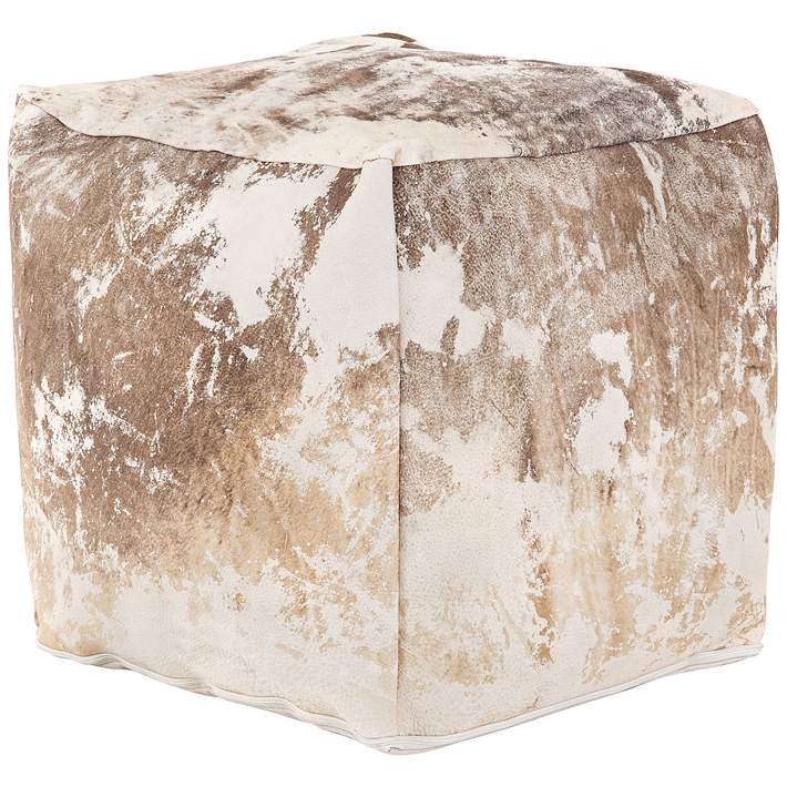 Genuine Cowhide Leather Pouffe Ottoman Pouf Footrest without Bean/Filler  Brown
