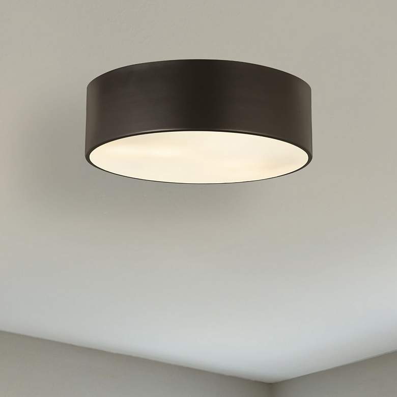Image 2 Harley 16" Wide Bronze Drum Ceiling Light