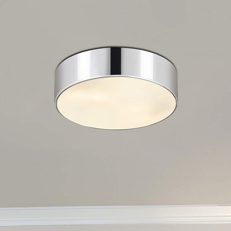 Image 1 Harley 20" Wide Chrome Drum Ceiling Light
