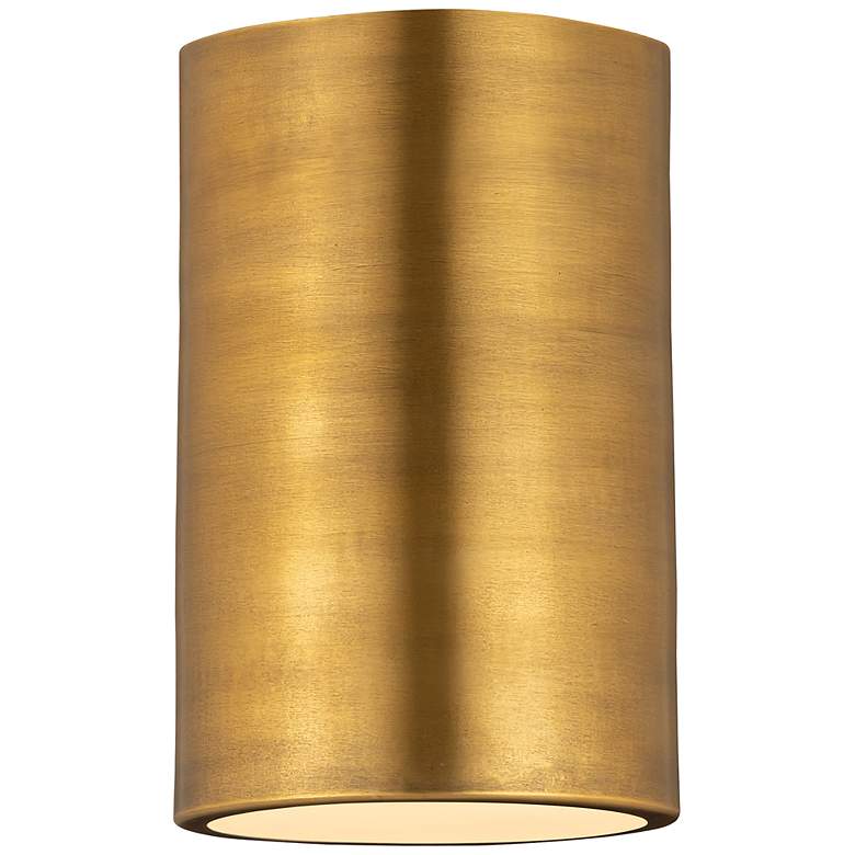 Image 2 Harley 5" Wide Rubbed Brass Cylinder Ceiling Light