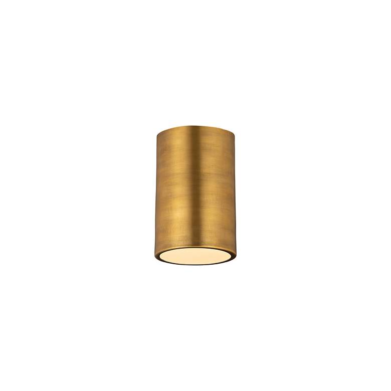 Image 5 Harley 5" Wide Rubbed Brass Cylinder Ceiling Light more views