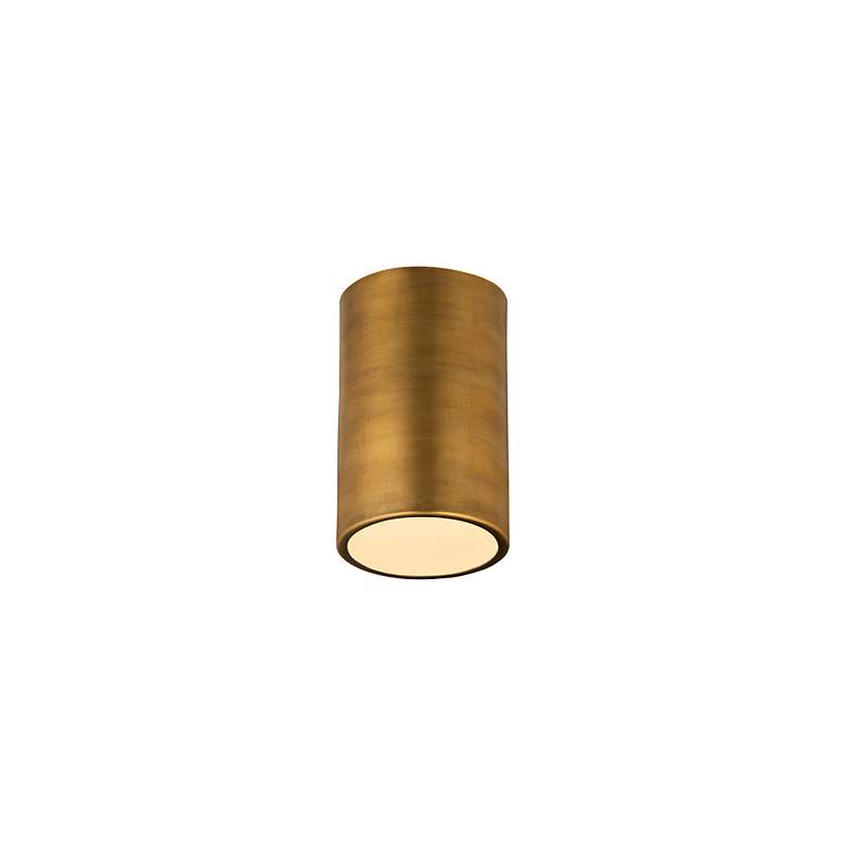 Image 6 Harley 5" Wide Rubbed Brass Cylinder Ceiling Light more views