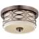 Harlow; 2 Light; Flush Dome Fixture with Khaki Fabric Shade