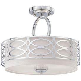 Image1 of Harlow; 3 Light; Semi-Flush Fixture with Slate Gray Fabric Shade