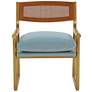 Harlow Gold and Dusty Blue Velvet Accent Chair in scene
