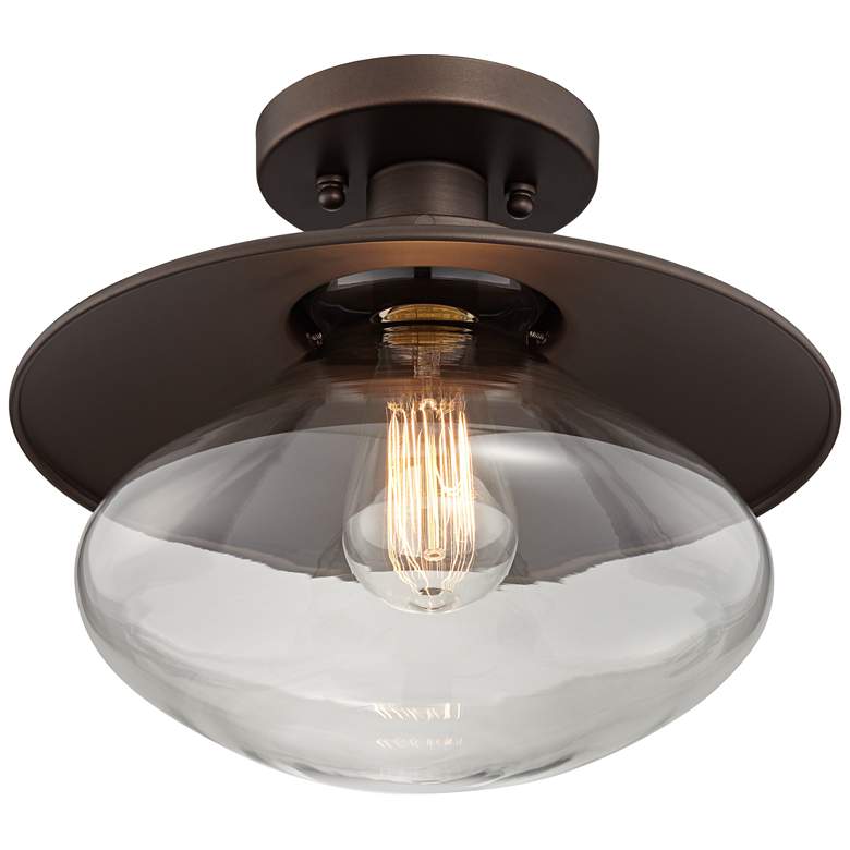 Harlow Modern Farmhouse Glass and Bronze Ceiling Light more views