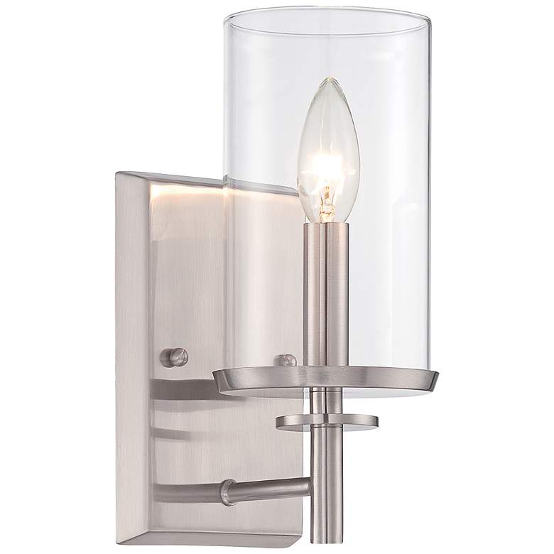 Image 1 Harlowe 10" High Satin Platinum Wall Sconce