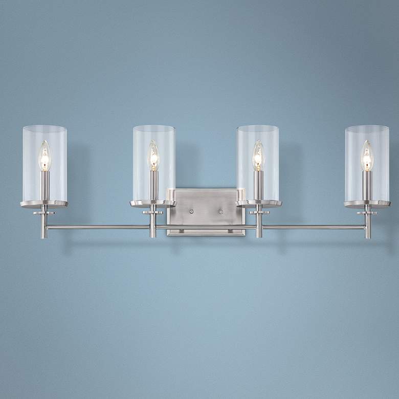 Image 1 Harlowe 33 3/4" Wide Satin Platinum Bath Light