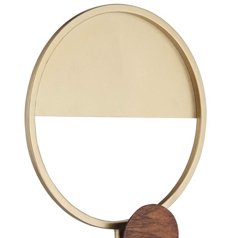 Image 2 Harmer 16" High Gold Metal Brown Wood Circle Sculpture more views