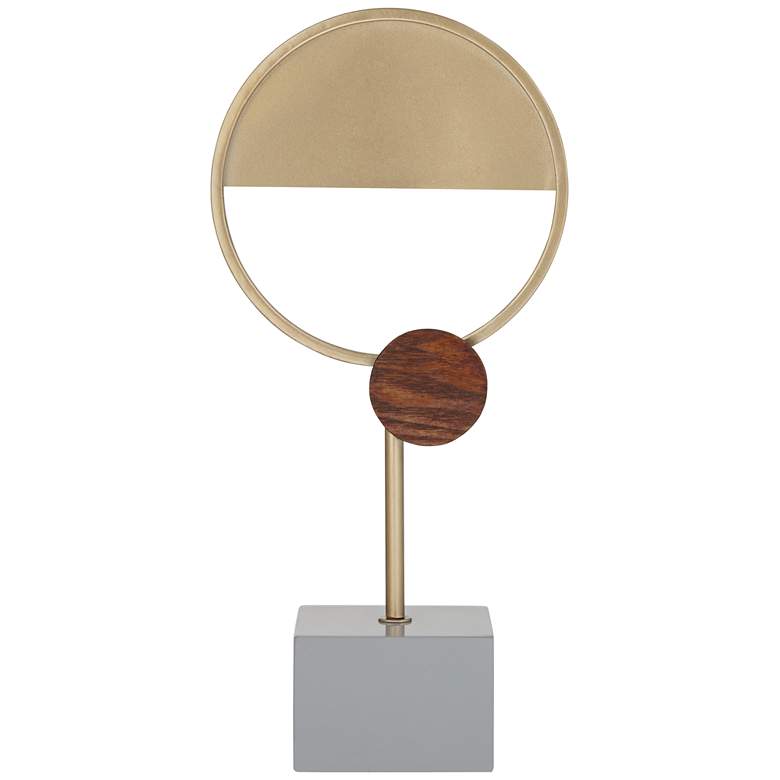 Image 4 Harmer 16 inch High Gold Metal Brown Wood Circle Sculpture more views