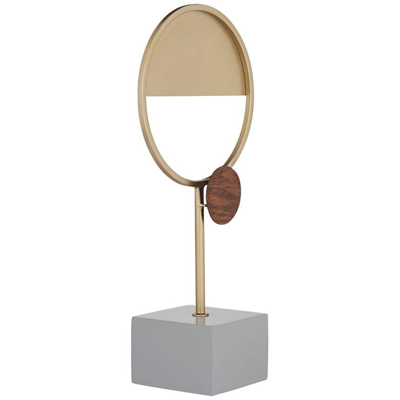 Image 5 Harmer 16" High Gold Metal Brown Wood Circle Sculpture more views