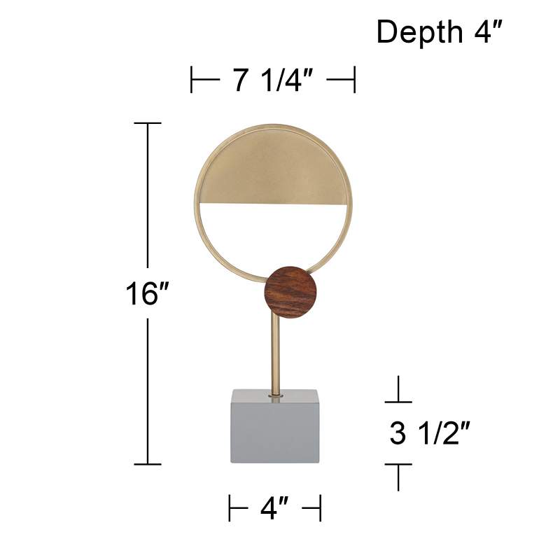 Image 6 Harmer 16" High Gold Metal Brown Wood Circle Sculpture more views