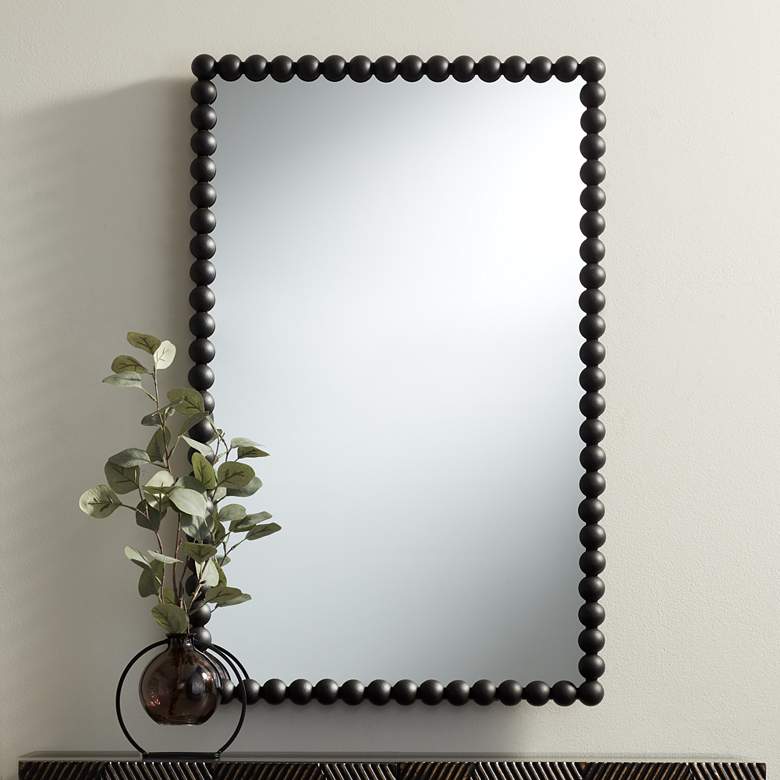 Image 1 Harmer Black Iron Beaded 22 1/4 inch x 34 1/2 inch Wall Mirror
