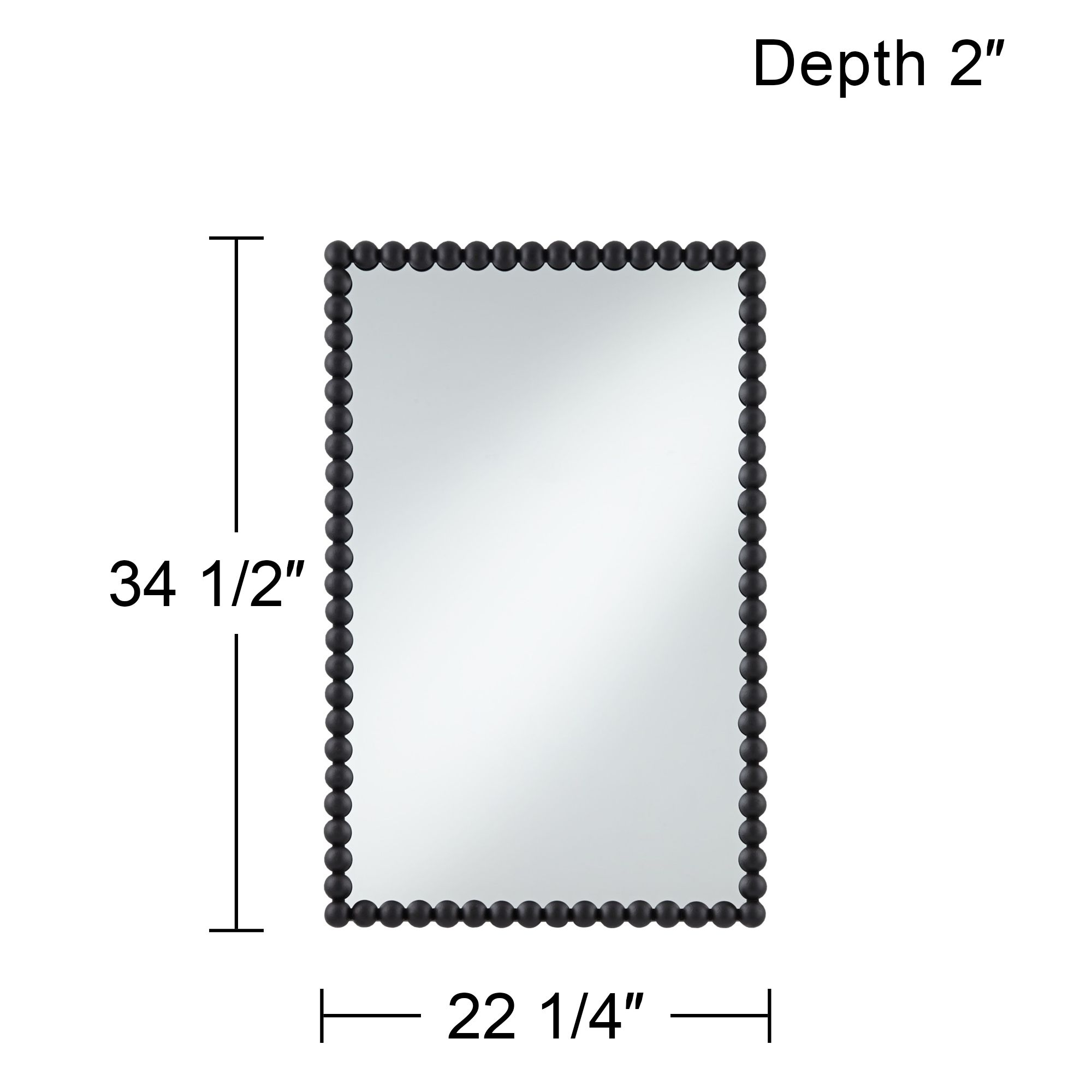 Harmer Black Iron Beaded 22 1/4" x 34 1/2" Wall Mirror