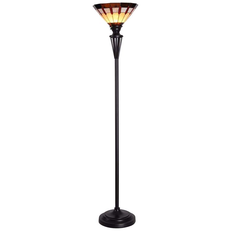 Image 1 Harmond 71.5" High Glass Bronze Torchiere Floor Lamp