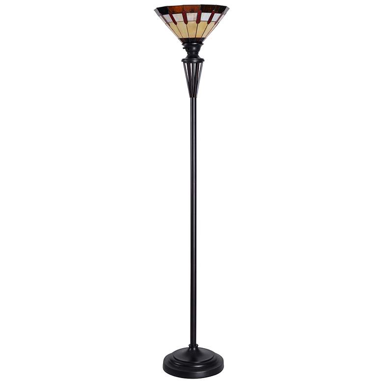 Image 2 Harmond 71.5" High Glass Bronze Torchiere Floor Lamp more views