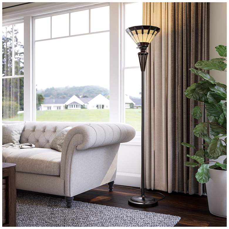 Image 7 Harmond 71.5" High Glass Bronze Torchiere Floor Lamp more views