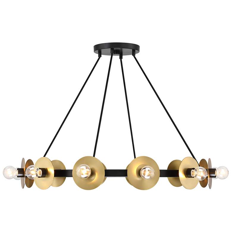 Image 1 Harmoni 12-Light Matte Black Modern Industrial Wagon Wheel Chandelier