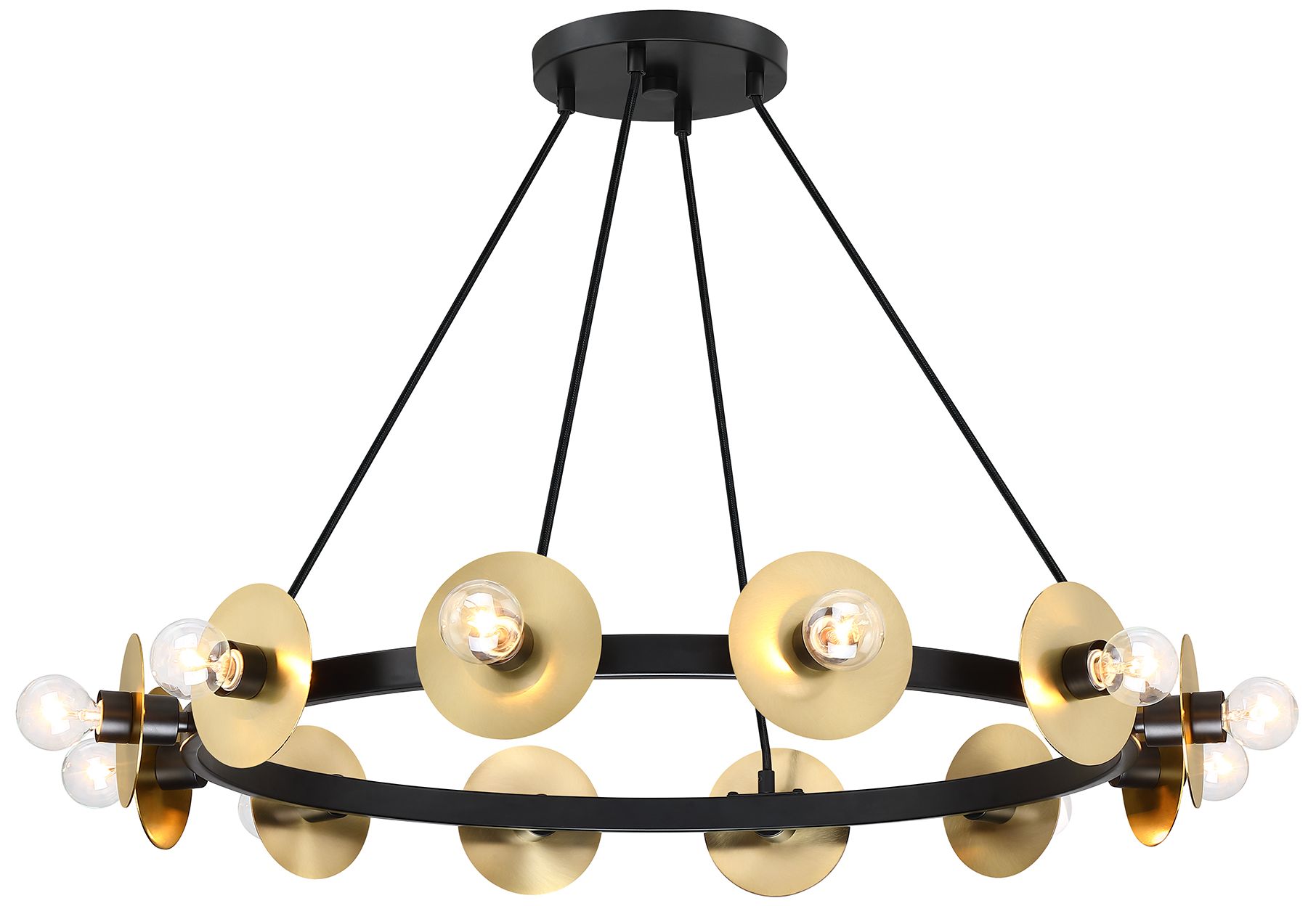 Image 6 Harmoni 12-Light Matte Black Modern Industrial Wagon Wheel Chandelier more views