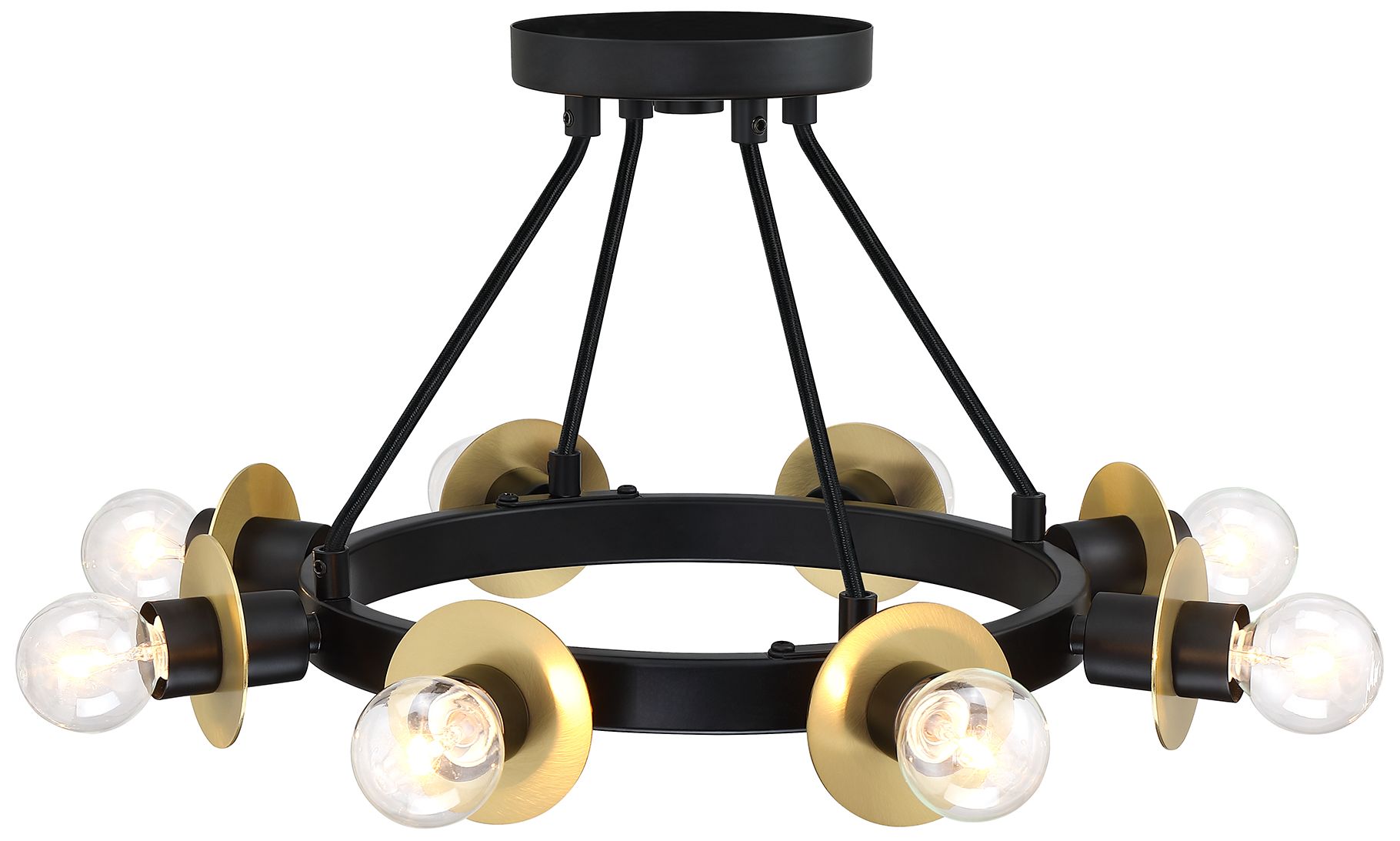 Image 4 Harmoni 16 in. 8-Light Matte Black Industrial Semi Flush Mount more views