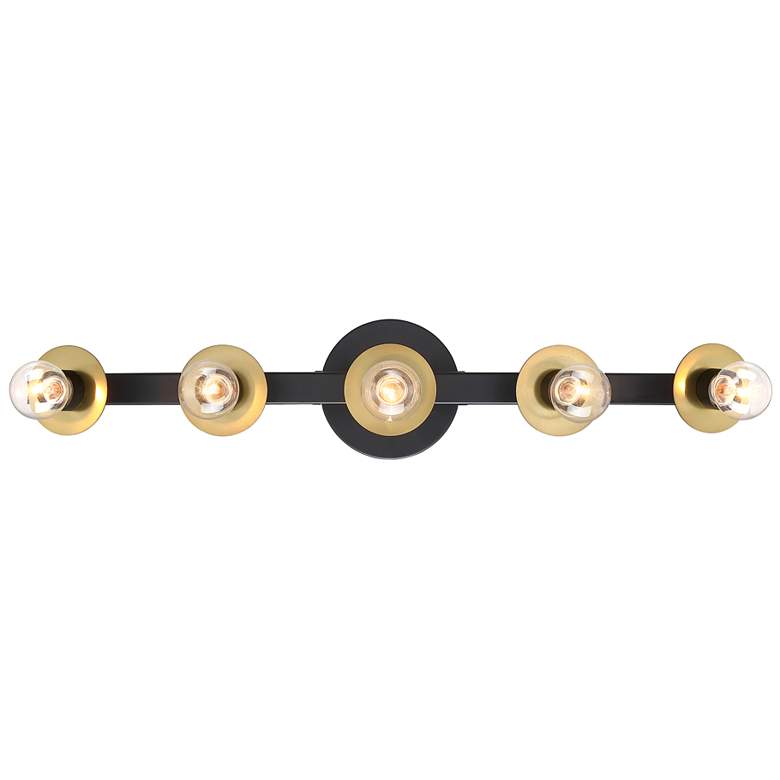 Image 1 Harmoni 24.25 in. 5-Light Matte Black Vanity Light with Brushed Gold Disk