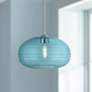Harmony 14" Wide Brushed Nickel Pendant Light with Blue Glass