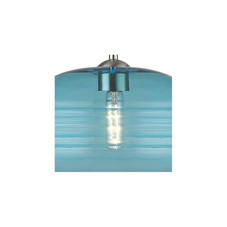 Image 3 Harmony 14 inch Wide Brushed Nickel Pendant Light with Blue Glass more views