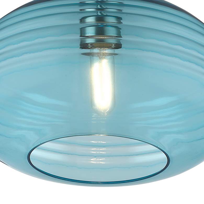 Image 4 Harmony 14 inch Wide Brushed Nickel Pendant Light with Blue Glass more views
