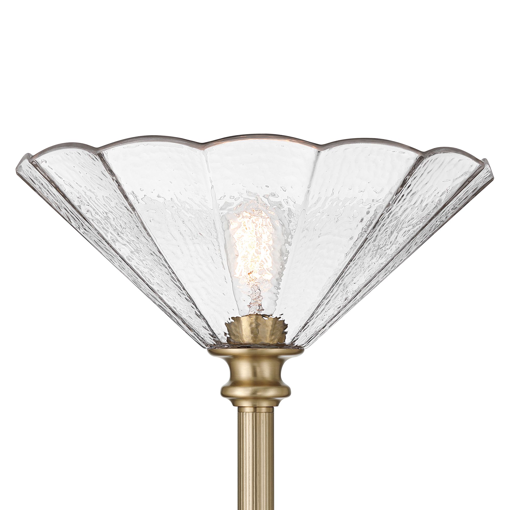 Image 2 Harmony 72" High Antique Brass and Cast Glass Torchiere Floor Lamp more views