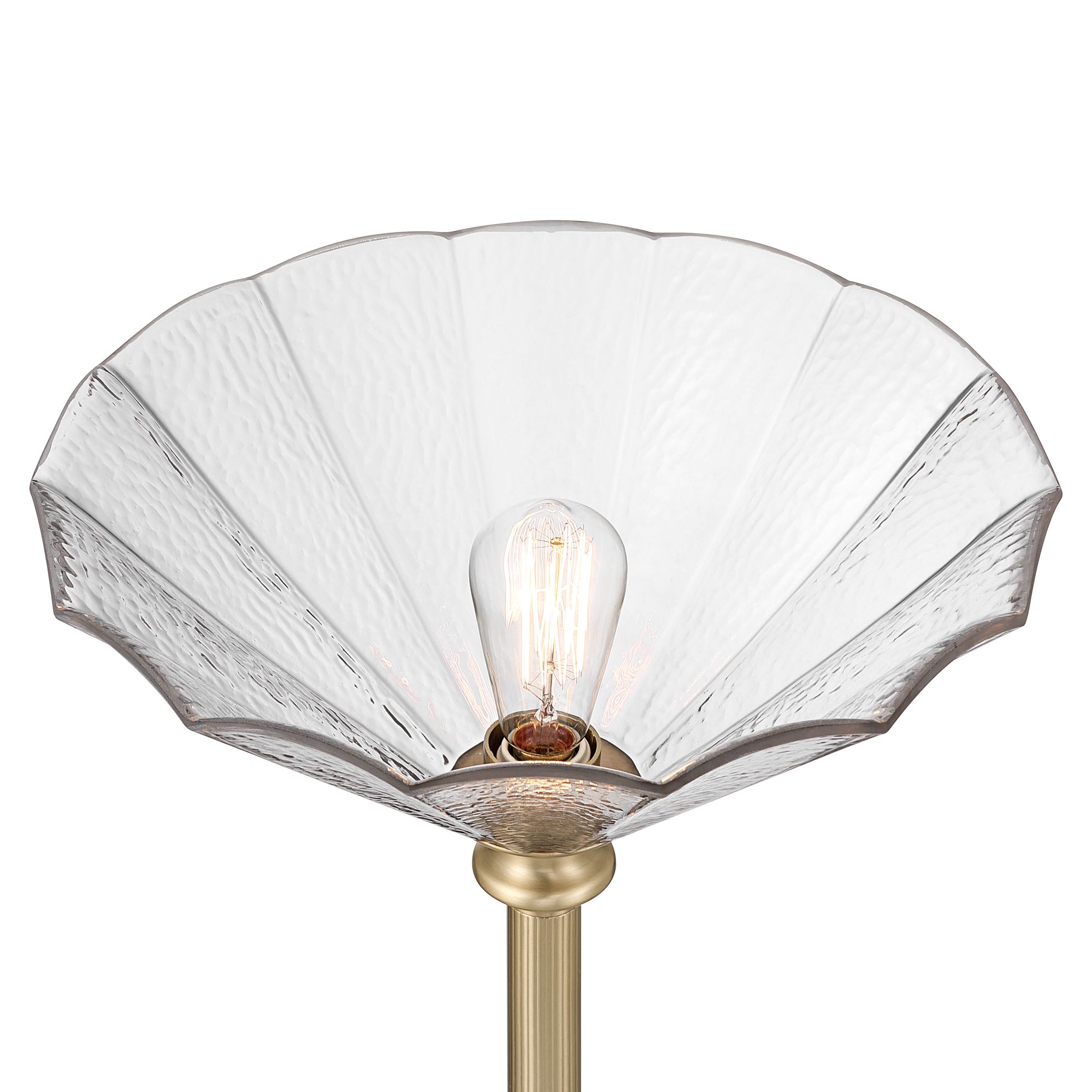 Image 3 Harmony 72" High Antique Brass and Cast Glass Torchiere Floor Lamp more views