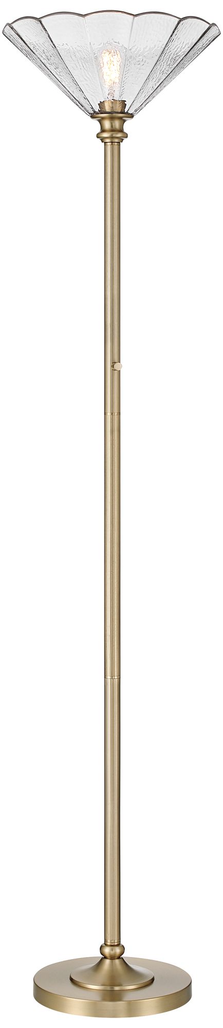 Harmony 72" High Antique Brass and Cast Glass Torchiere Floor Lamp