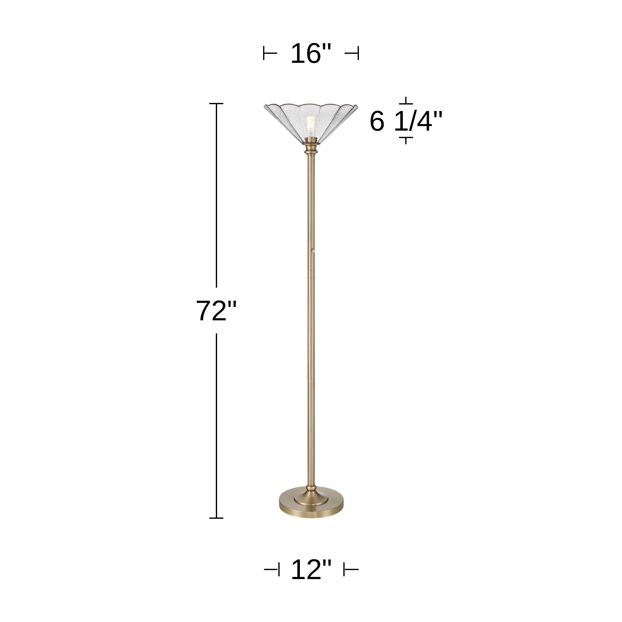 Harmony 72" High Antique Brass and Cast Glass Torchiere Floor Lamp in scene