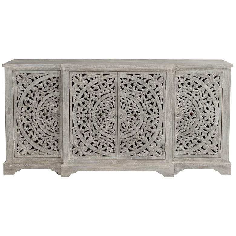 Image 4 Harmony 72" Wide Gray Mango Wood Breakfront Sideboard more views