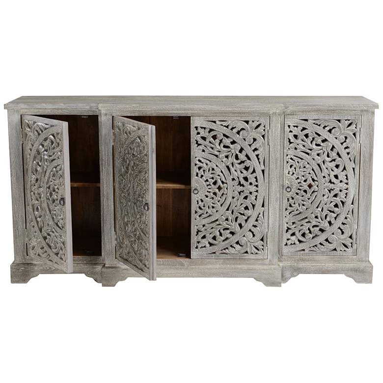 Image 5 Harmony 72" Wide Gray Mango Wood Breakfront Sideboard more views
