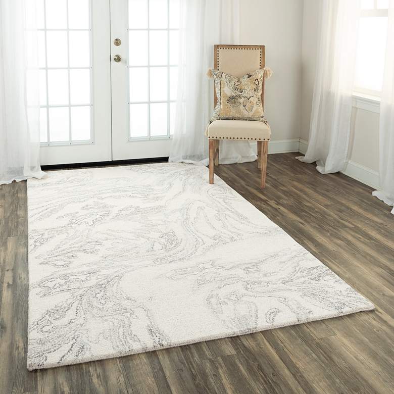Image 1 Harmony HMY974 5'x7'6" Ivory and Gray Abstract Wool Area Rug