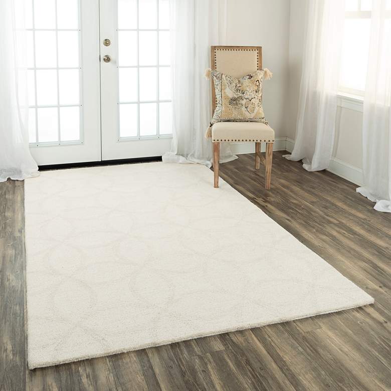 Image 1 Harmony HMY976 5&#39;x7&#39;6 inch Ivory Geometric Wool Area Rug