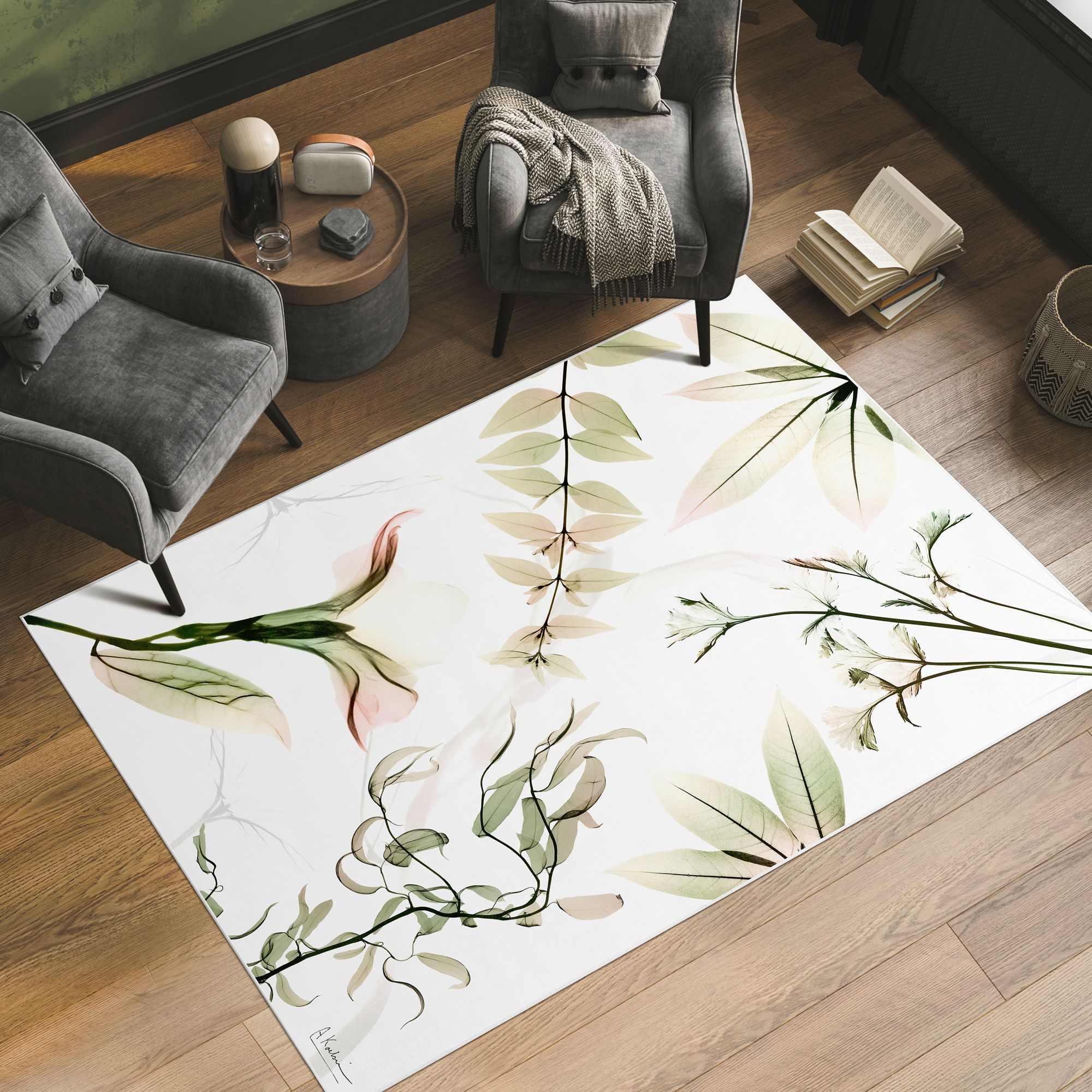 Image 6 Harmony Of Existence Washable Flowers Art Area Rug size 5'x8' more views